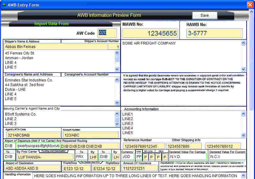 Air Waybill Software